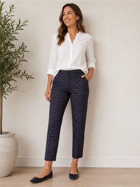 ✨J. Jill Navy Plaid Ankle Pants Size 12